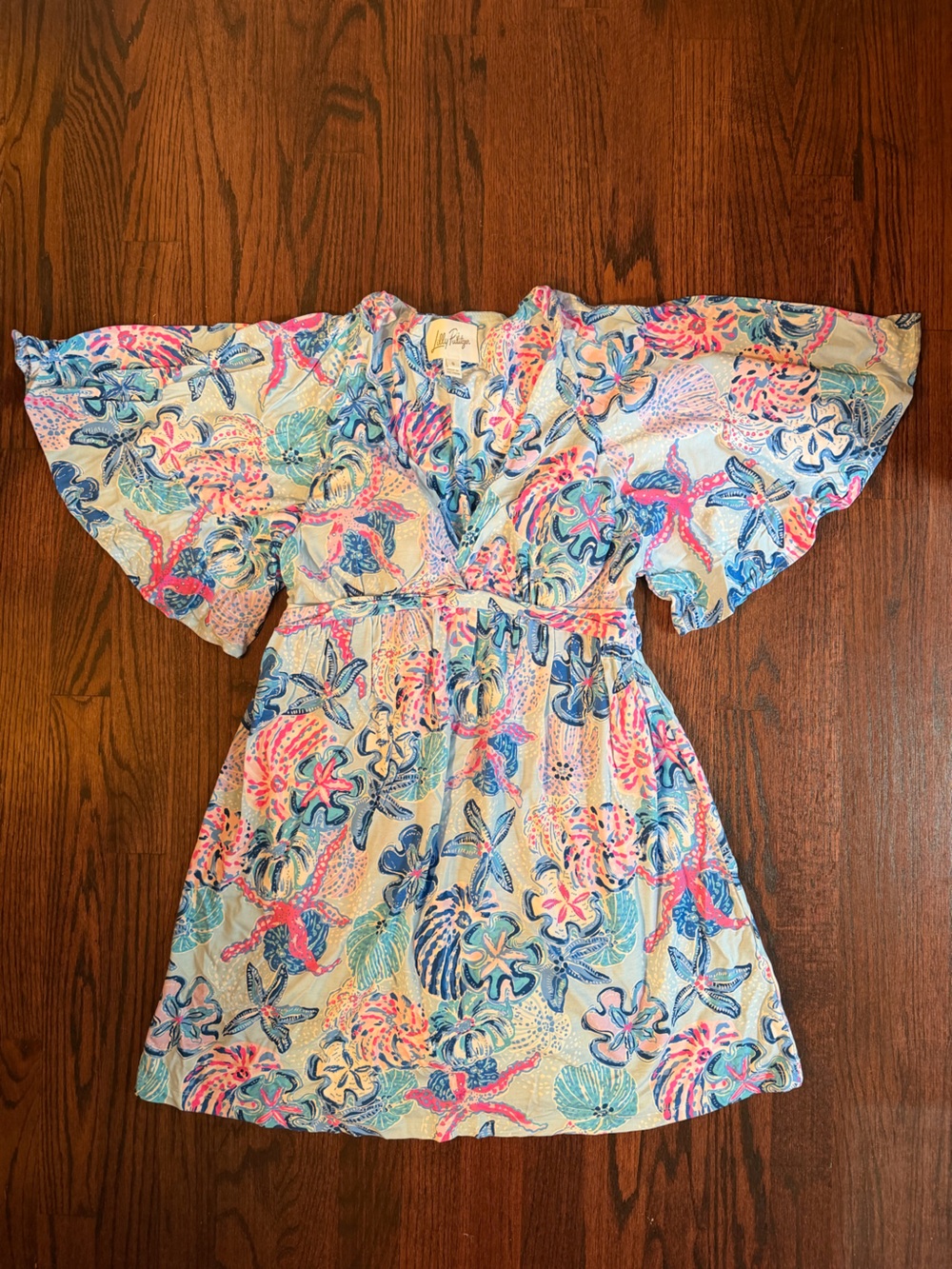 Lilly Pulitzer Pastel Floral & Seashell Mini Dress - Blue, Pink
